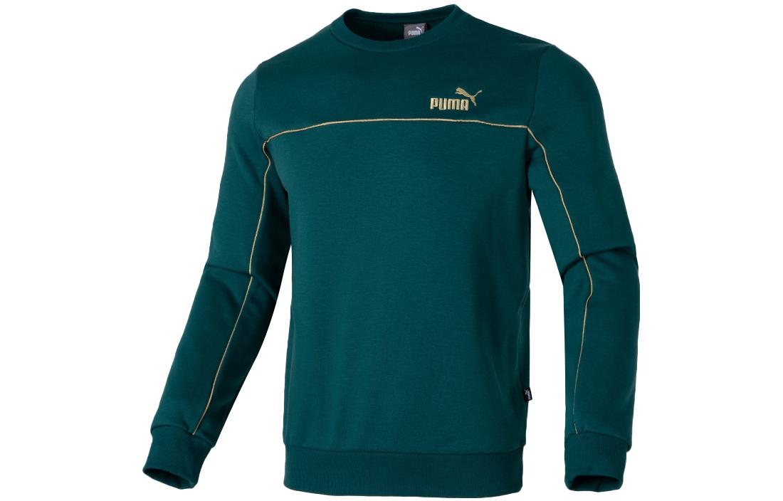 PUMA Sports Life Collection Brand Logo Pattern Thickened And Fleece Lined Sweatshirt Men s Green 680140-43 S