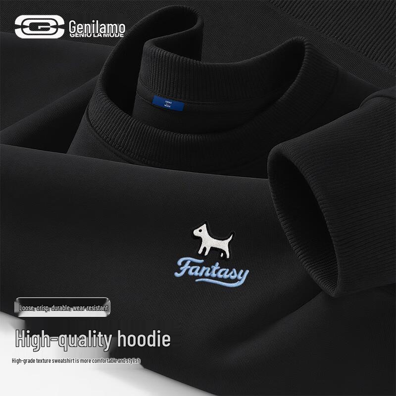 GENIOLAMODE Men s Simple Puppy Print Round Neck Sweatshirt L