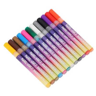 12 Colors Nail Art Pens Quick Drying Acrylic Nail Polish Pens for   Home Salon Manicure Tools