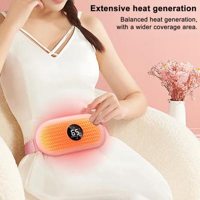 Portable Period Heating Pad Rechargeable Belt with LED Display 6 Temp & Vibration Modes Cramp Relief Massage Pad for Women