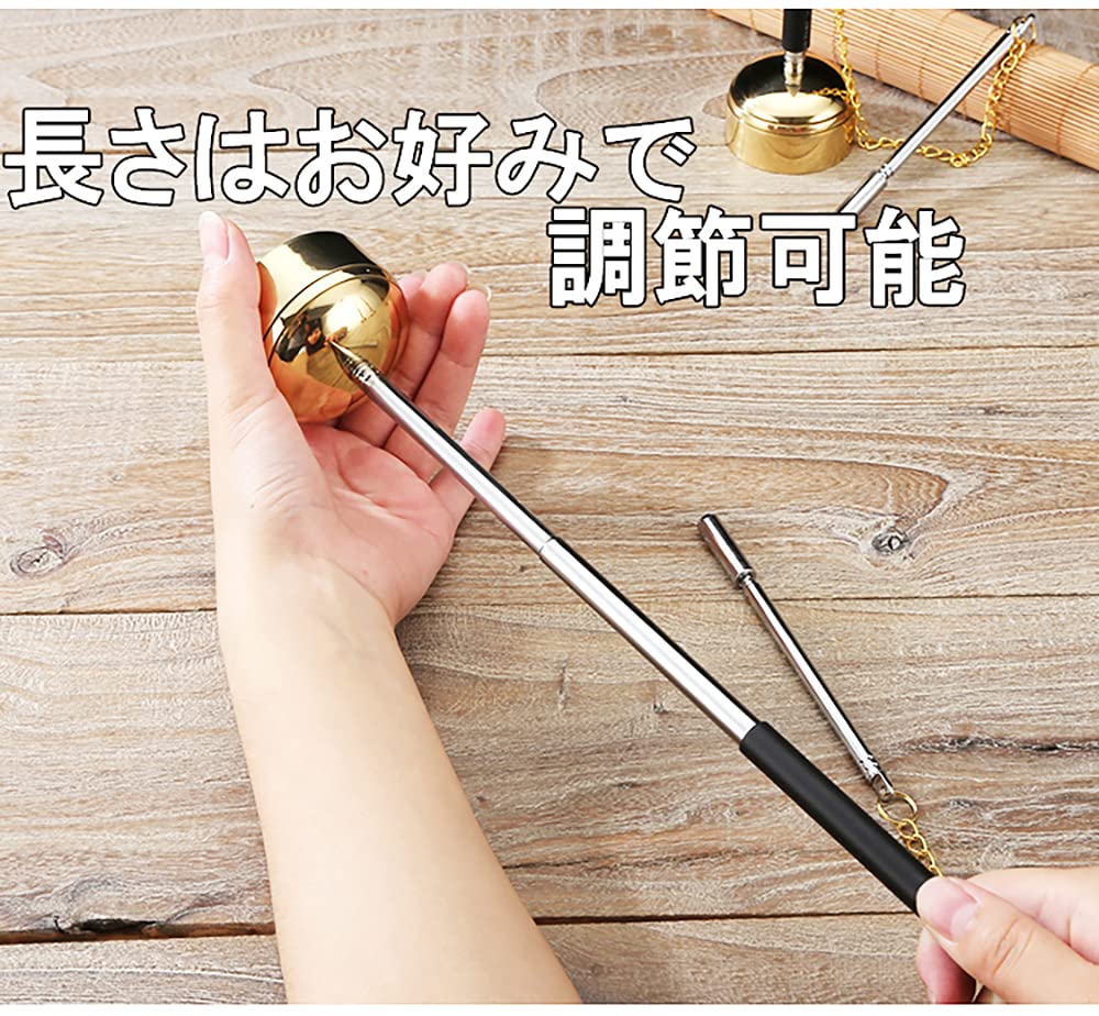 VIEAURA Extendable Orin with Storage Bag, Rinpo (Rin Stick), Buddhist Altar Accessories, Memorial Service, Compact, Portable, Mini