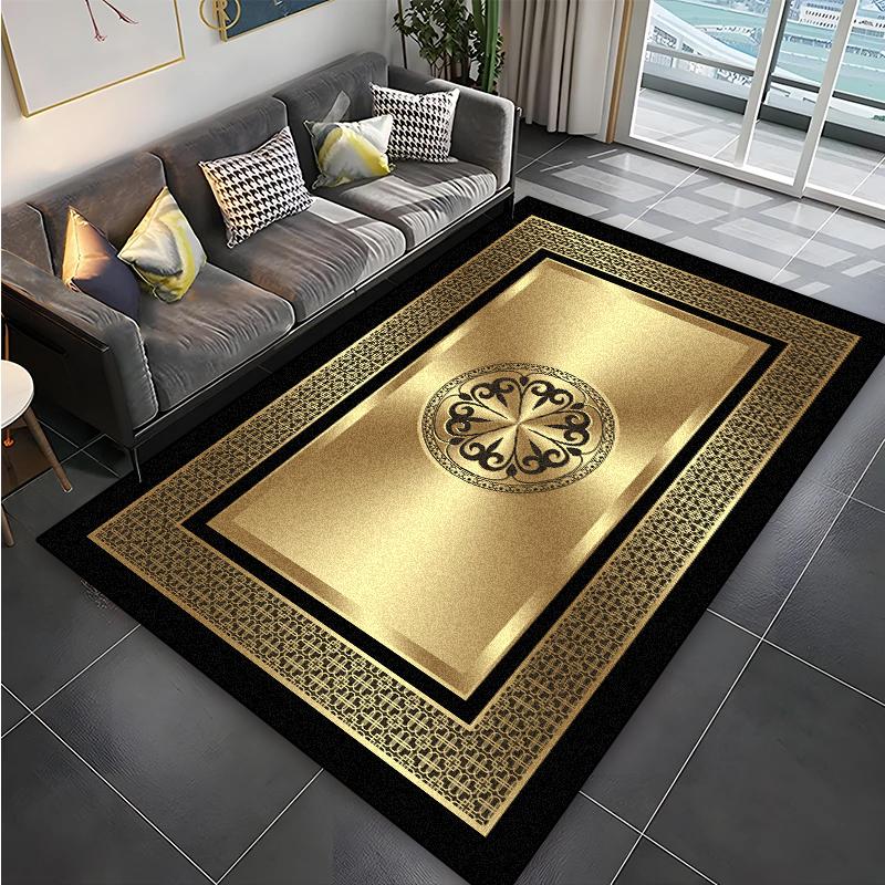 Modern Golden Luxury Carpet for Living Room Abstract Large Size Carpets Non-slip Bedroom Decoration Rug 200x300 Coffee Table Mat