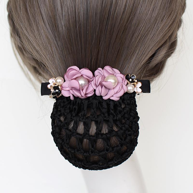 Nurse Head Flower Female Professional Hairnet Bank Disk Hair Net Pocket Flight Attendant Work Net Cover Headgear Hair Accessories