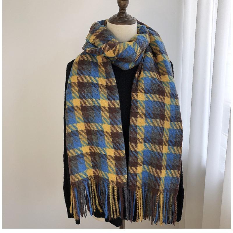 Winter Imitation Cashmere Warm Scarf for Women Double-sided Pashmina Thickened Luxury Green Scarf Christmas New Year Gift Shawl