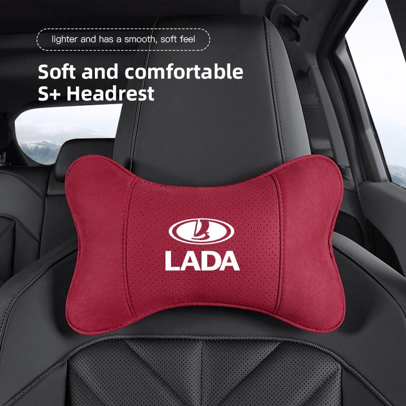 Car Seat Headrest Soft Suede Neck Pillow For Lada Niva 2107 Xray Vesta Priora Granta Kalina Samara Auto Interior Accessories