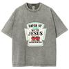 Jesus Letter Print Women's Wash T-Shirt Oversized Loose Unisex Half Sleeve American Retro Minimalist Top