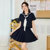 JK Uniform Marineblau Dreiteiliges Set - Langarm-Oberteil & Rock