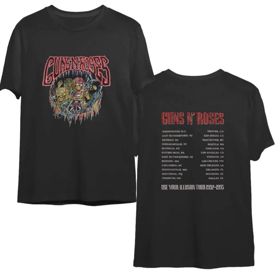 Guns N' Roses Unisex Tee: Illusion' Tour Shirt Double sided