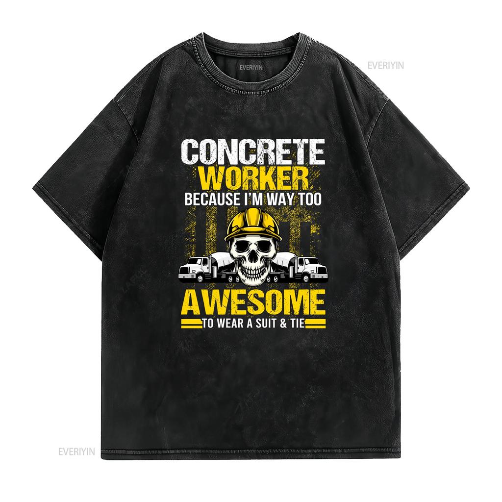 Beton T-Shirt Bau Asphalt LKW Gebäude ID 2351 Vintage Gewaschenes Oberteil Für Jeden Tag Mode Grafik Leicht