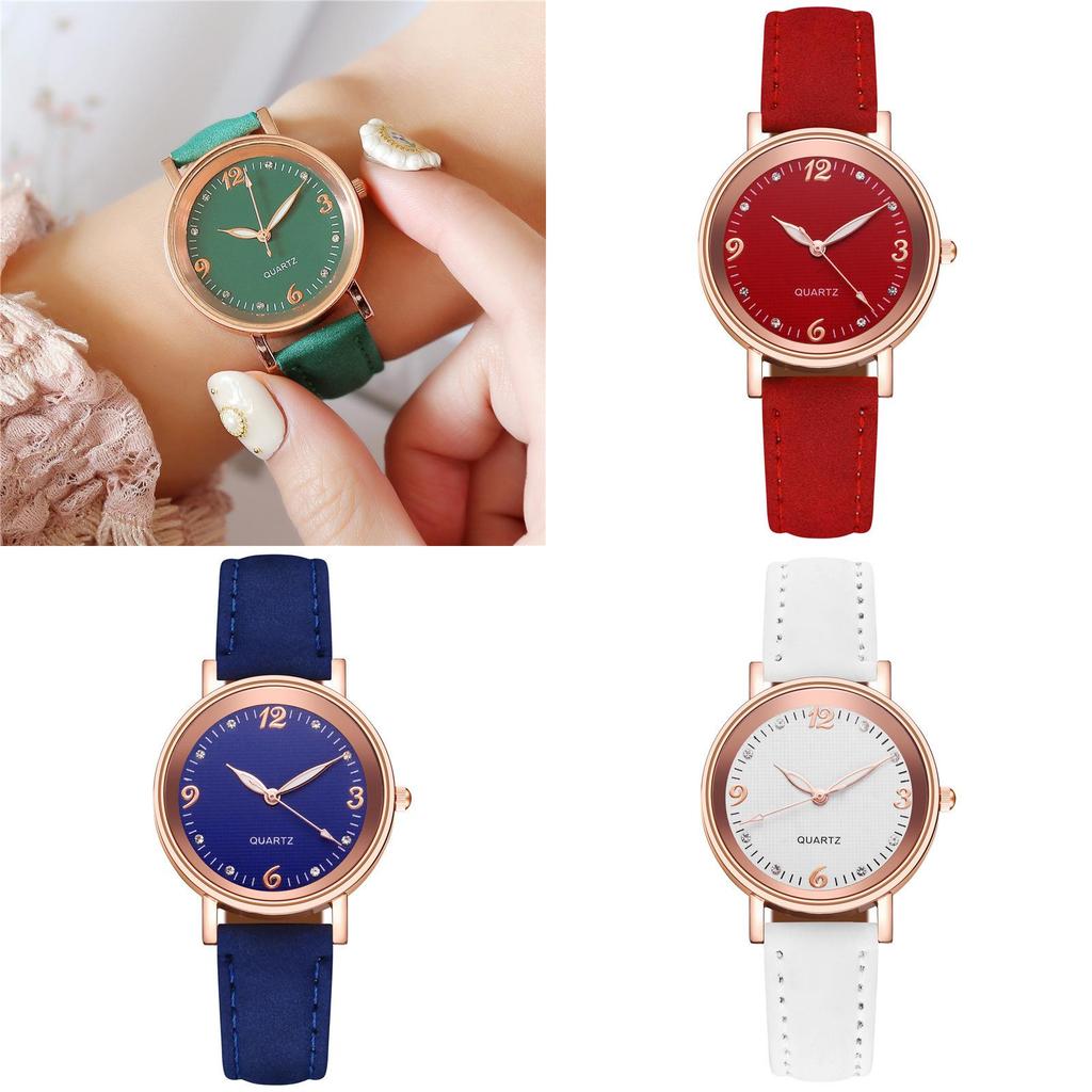 Fashionable Ladies' Quartz Watch With Decorative Night Light And Leather Strap