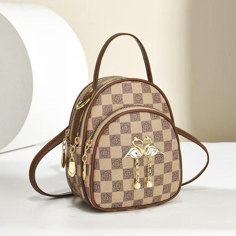 

Shoulder bag plaid versatile retro small bag quality swan pendant women s bag handbag 16*10*19 хаки
