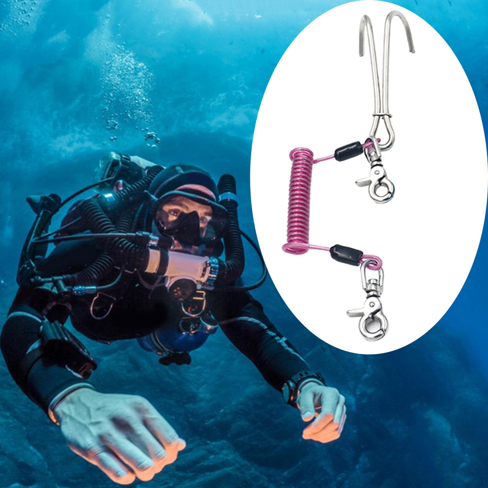 Hook Scuba Diving with Spiral Coil Lanyard Safety Accessories
