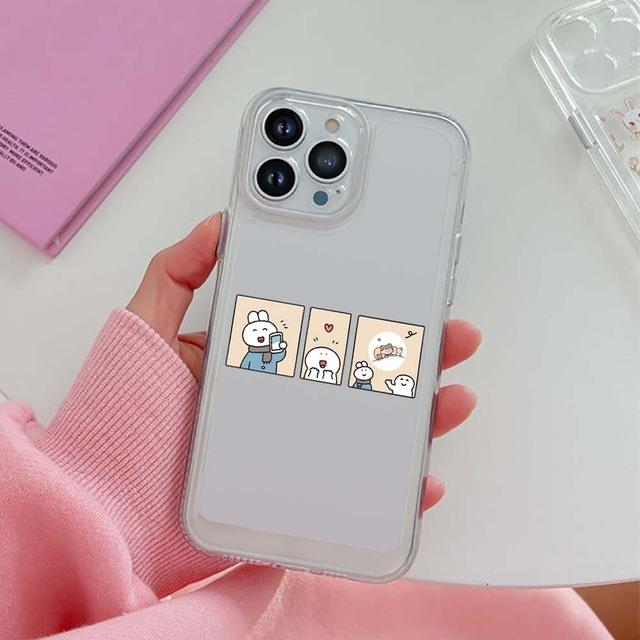 Cute Shopping Bear Phone Case For Iphone 14 13 12 11 Promax Mini Plus Xr Xs Max 7 8 Se 2022 Transparent Soft Silicone Cover