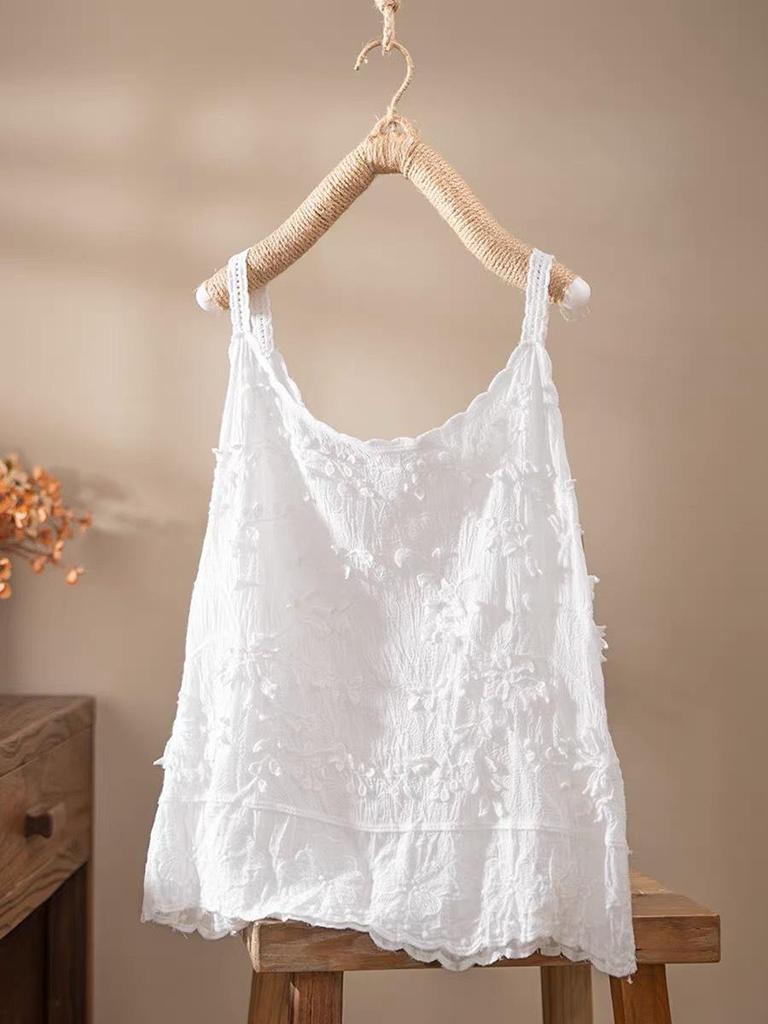 Ärmelloses japanisches 3D-Blumenspitzen-Camisole für Damen