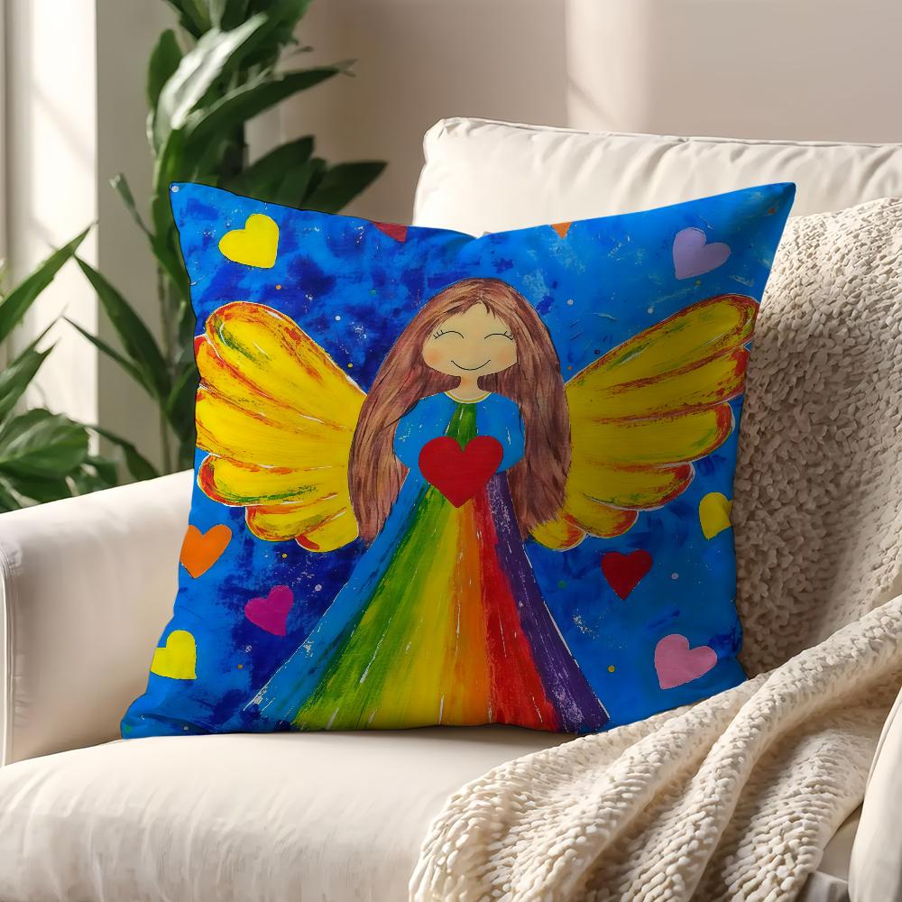Anime Angel Pattern cushion cover For Pillow Printing Sofa Decoration Home Car Room Coffee Shop Office Nordic Simplicity
