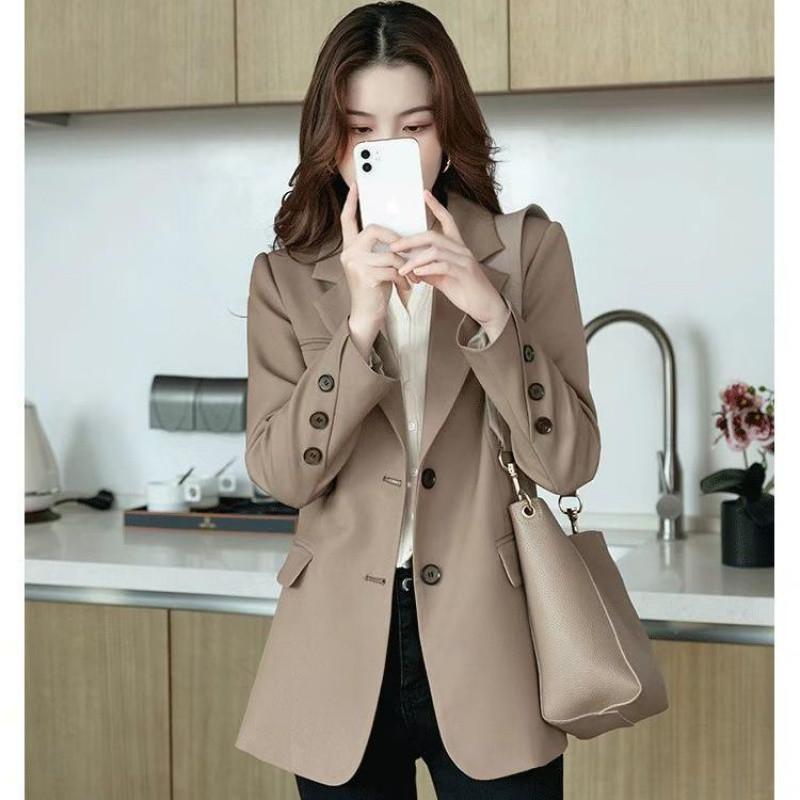 High-end Suit Jacket for Women in Spring Autumn Style of Street Celebrity Korean Loose Mid-length Casual Versatile Top Trendy