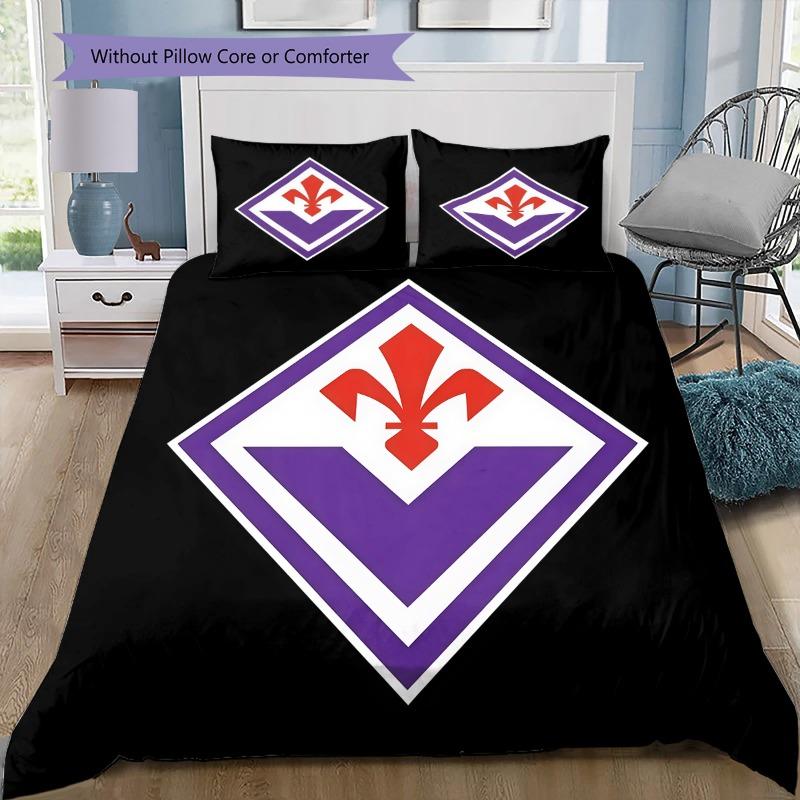 ACF Fiorentina Logo 3Pcs Bedding Set, Duvet Cover and 2 Pillowcases, Soccer Team Bed Linens, No Comforter No Pillow Core
