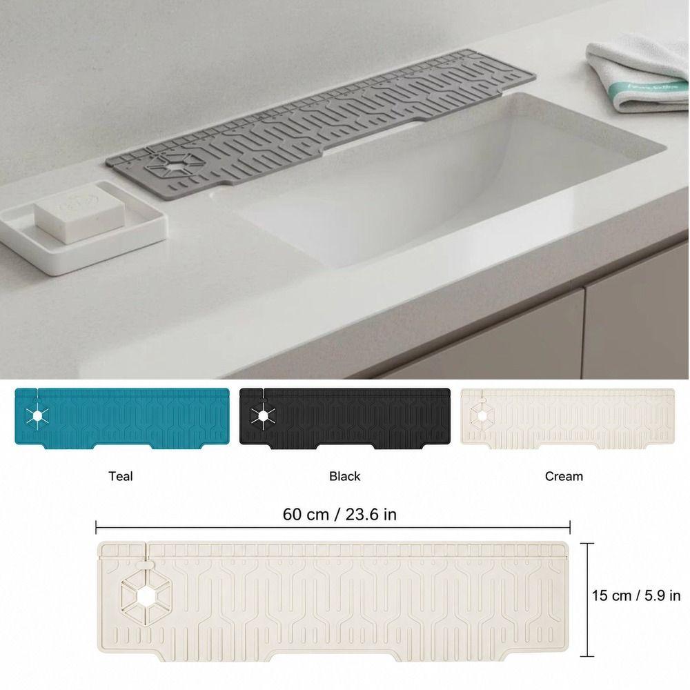 Silicone Faucet Splash Mat Foldable Sink Draining Mat Versatile Splash Guard Mat Bathroom