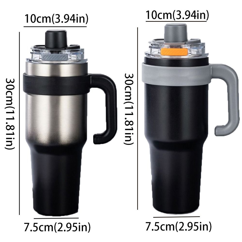 Straw Insulated Coffee Mug Ceramic Liner Travel Mug Handle Thermos Cup  Travel