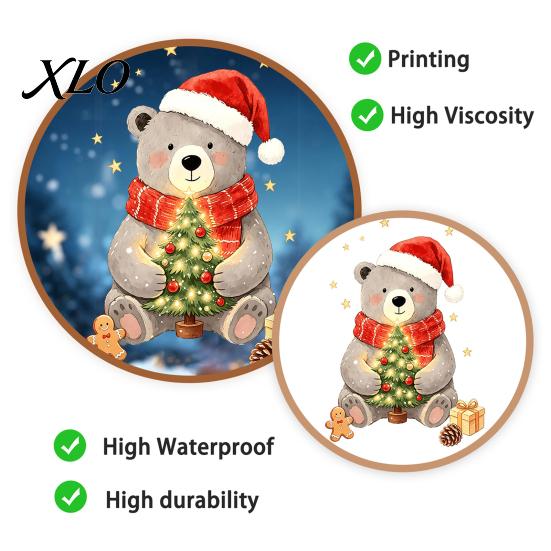 Customizable Christmas Window Scenes Bear Static Clings, Cute Holiday Glass Decals, Waterproof PVC Xmas Decor for Doors Stickers Home Store