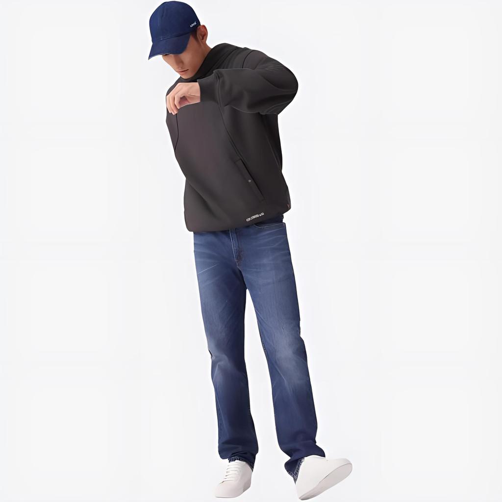 Levis Loose Casual Printed Hoodie Long Sleeve Sweatshirt Men Hoodies Dark-Black Gray 0018V-0001