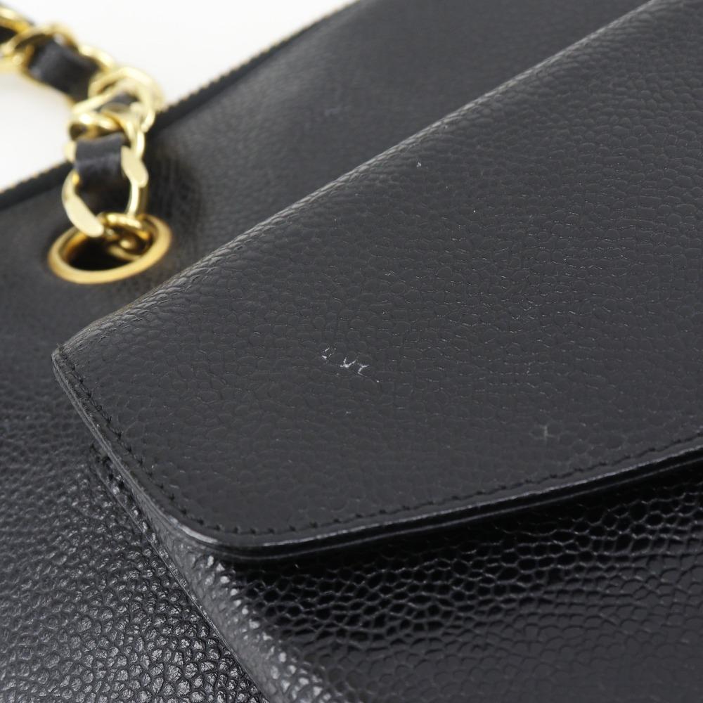 CHANEL Chain tote Tote Bag COCO Mark black Caviar skin Women Used
