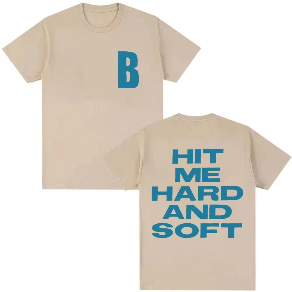 Singer Billie Eilish Cotton Mens Shirt Y2k Short Sleeved Hit Me Hard and Soft Graphics Womens Hiphop Oversized Tshirt