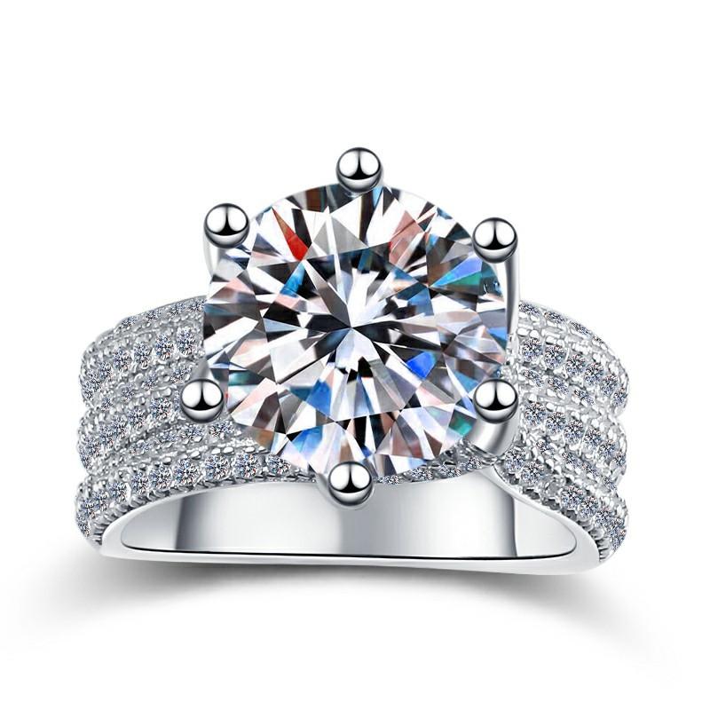 Three Lifetimes of Love PT950 Platinum 5CT Moissanite Ring Women's Romantic Sparkling Engagement Band