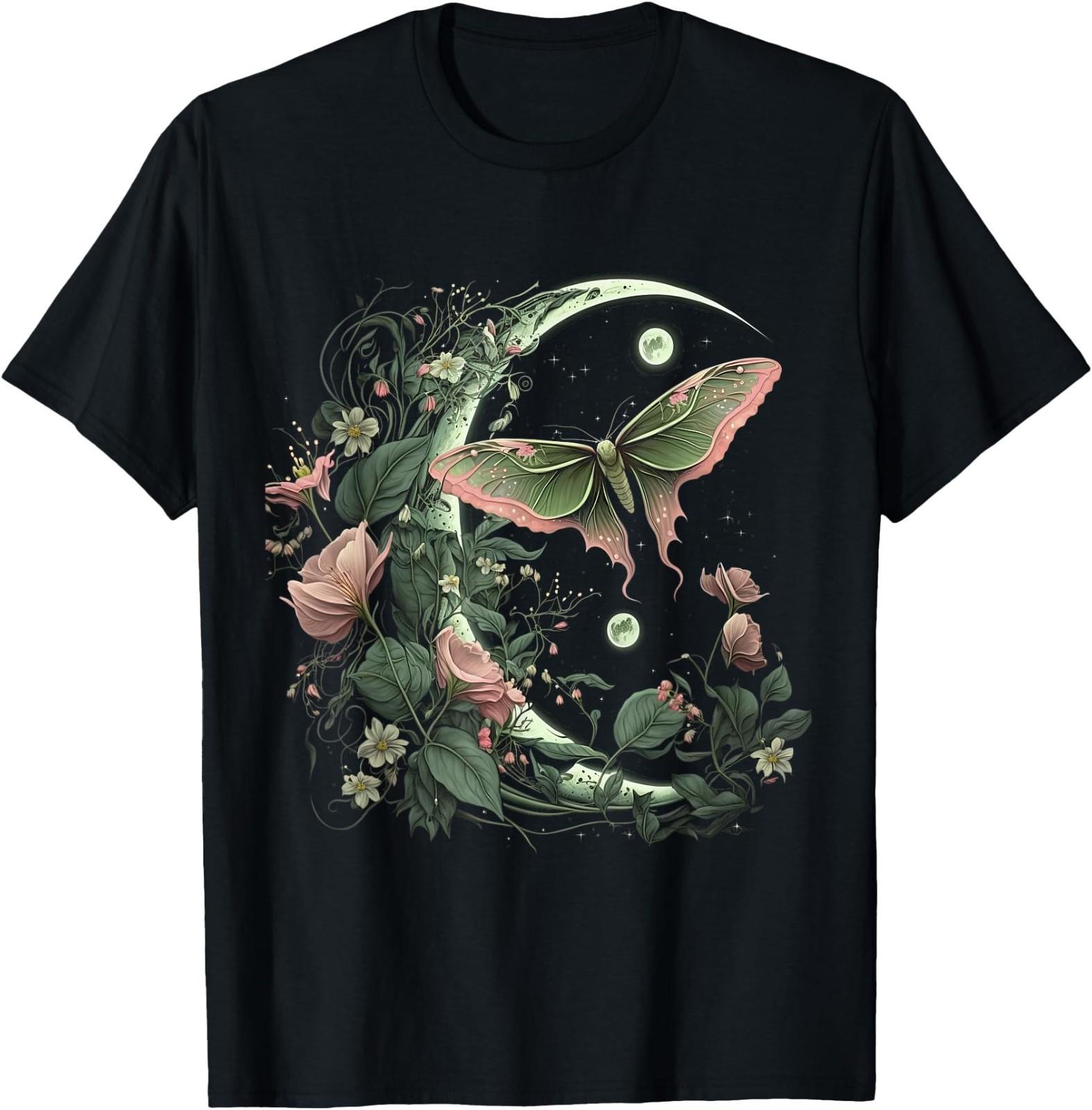 goblincore Moth and Butterfly moonphases Flowers cottagecore T-Shirt XL