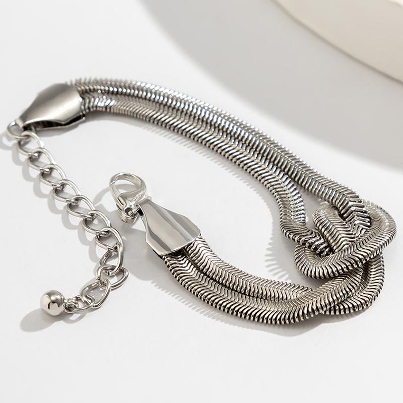 foxanry Snake Chain Bracelet For Women Fashion Minimalist Creative Lines Crossed Anniversary Jewelry Accessories Gifts