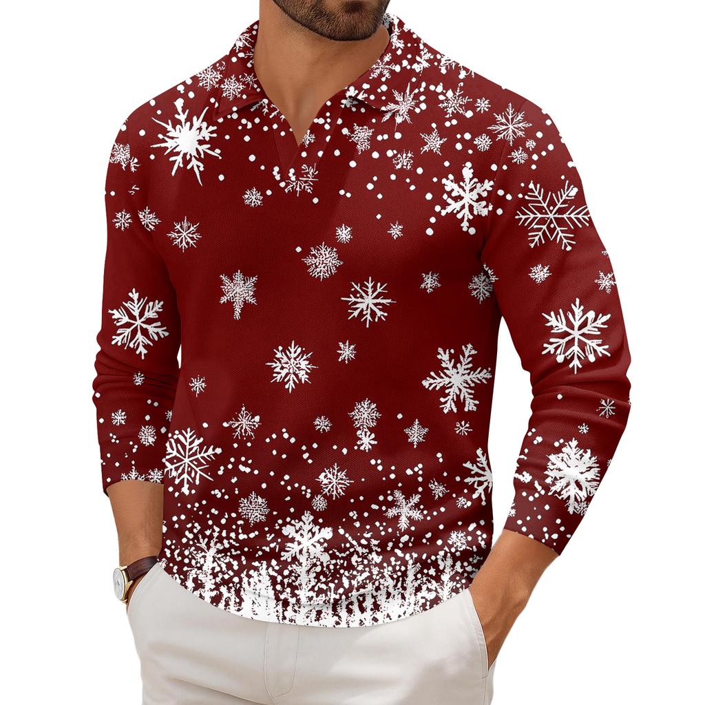 Men's Casual Collared Long-Sleeve Knit Base Layer Top