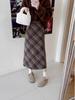 Dragon Phoenix Elastic Waist Plaid Skirt - Mid-Length, High Waist, Slim Fit, Versatile Women's Skirt for Autumn and Winter