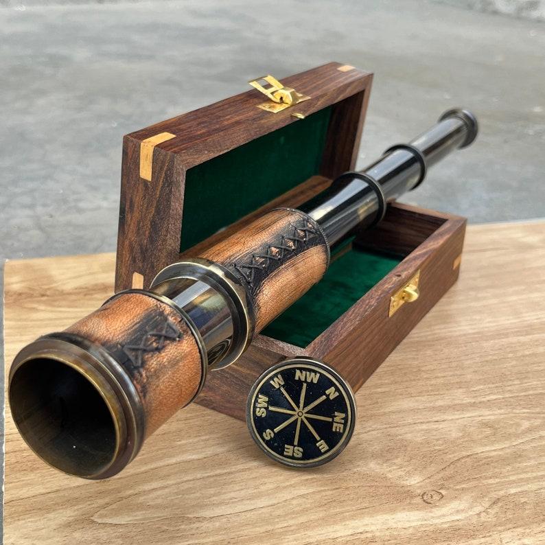 Brass Working Telescope, Engraved Spyglass, Maritime Steampunk Present, Gift For Him