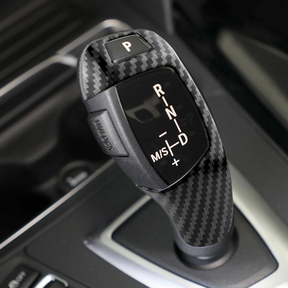 Car Gear Shift Panel Frame Gear Knob Cover Head Trim for BMW F30 F10 F15 F07 F20 F21 F22 F32 F34 F3 Carbon Fiber Pattern