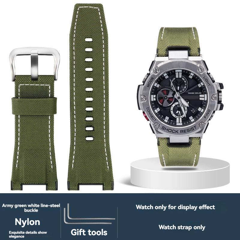 Voor Casio G-SHOCK GST-S130/S110/S120/W130L GST-210/B100/W300 Echt Lederen Horlogeband armband Mannen nylon Horlogeband 26mm