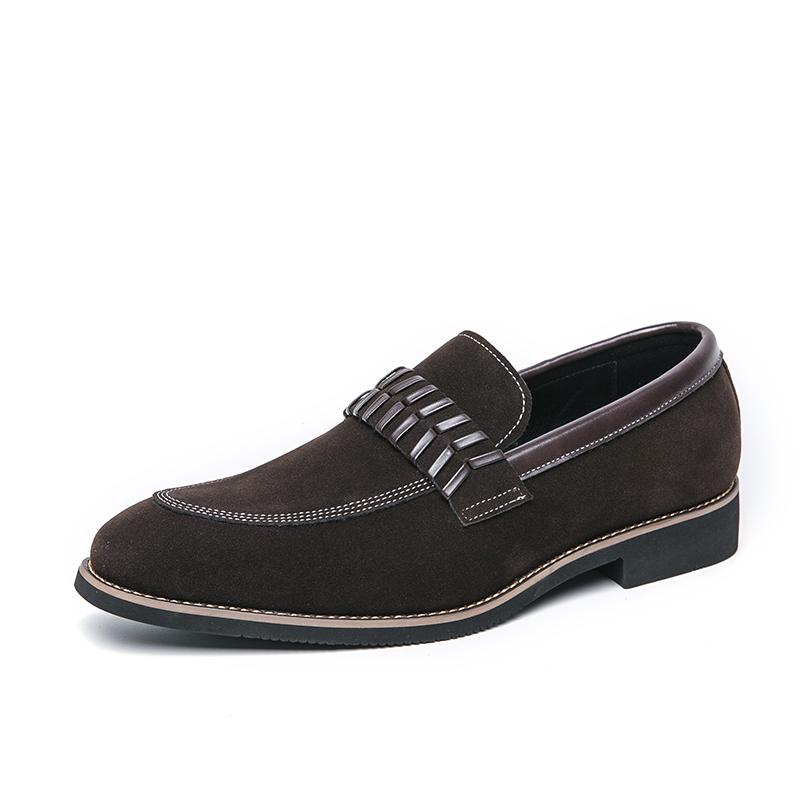 Fashion Designer Brand Men's Suede Leather Shoes Soft Sole Massage Sole Loafers Trendy Green Outdoor Commuting Men's Work Shoes