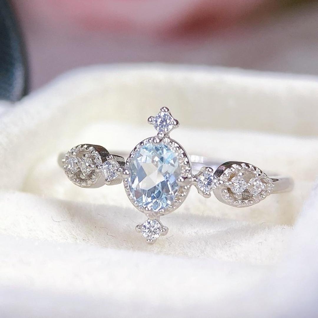 2025 Natural Aquamarine S925 Silver Ring - Elegant Women s Jewelry Adjustable
