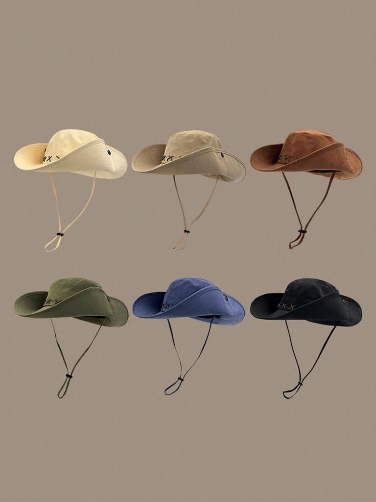Retro Western Cowboy Hat, Suitable For Women, Outdoor Hiking, Travel, Sun Protection, Also For Men Fishing Cap