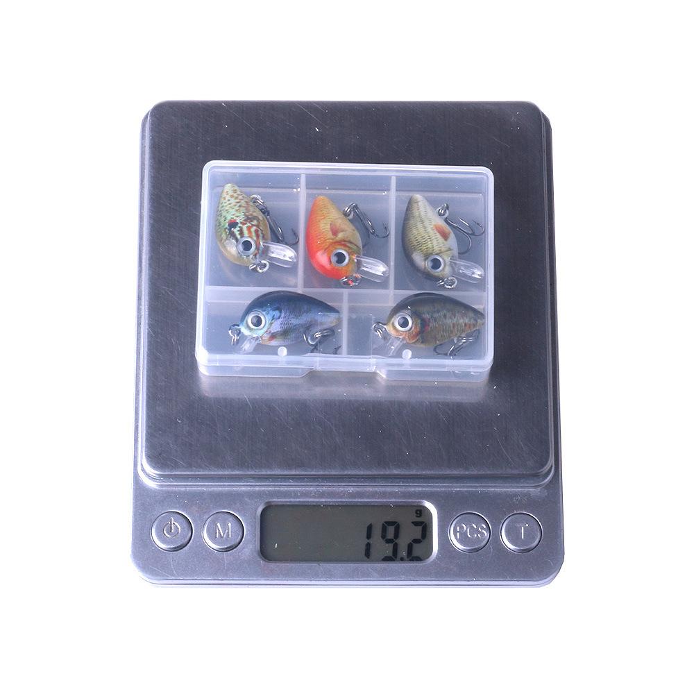 5pcs Fishing Lure Mini Crankbait Floating Wobbler Fishing Hook Set with Fishing Tackle Box