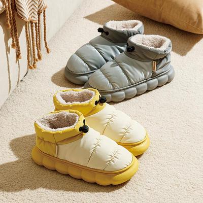 Waterproof Cotton Slippers with Heels for Indoor and Outdoor Use - Warm and Thick for Men and Women