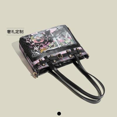 Plaid New Transparent Tote Bag Large Capacity Messenger Shoulder Bag Portable