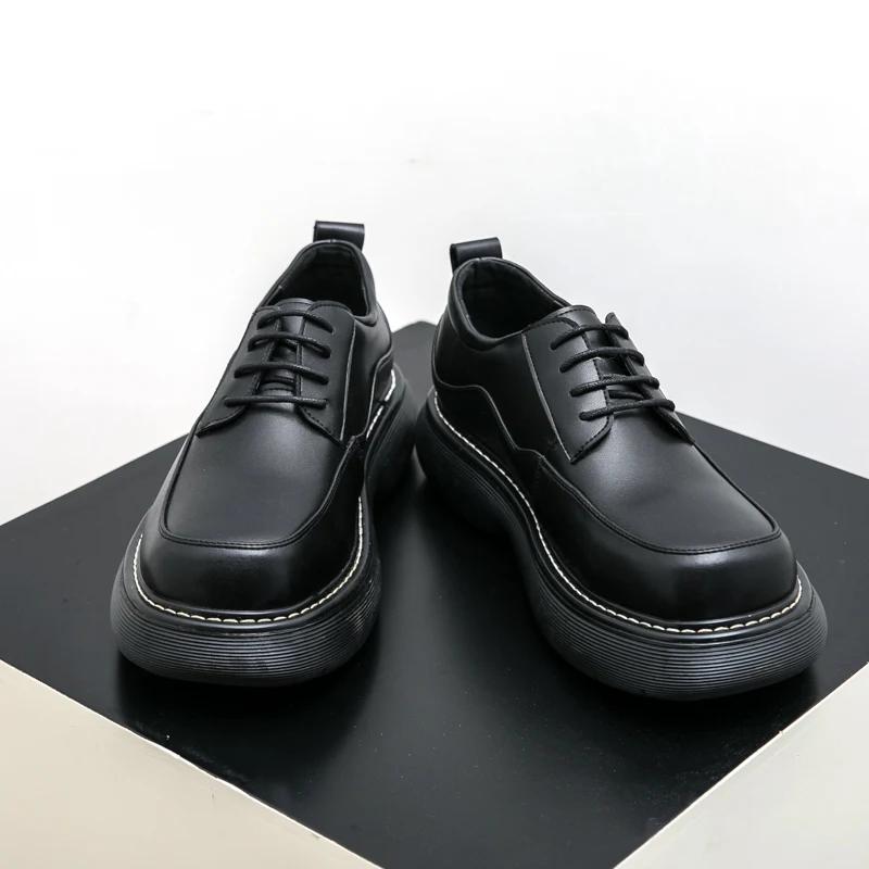 Fashion Handmade Men Leather Oxford Shoes Lace Up Casual Shoes Male Comfortable Formal Dress Footwear Outdoor Daily Derby Shoes Sneakers