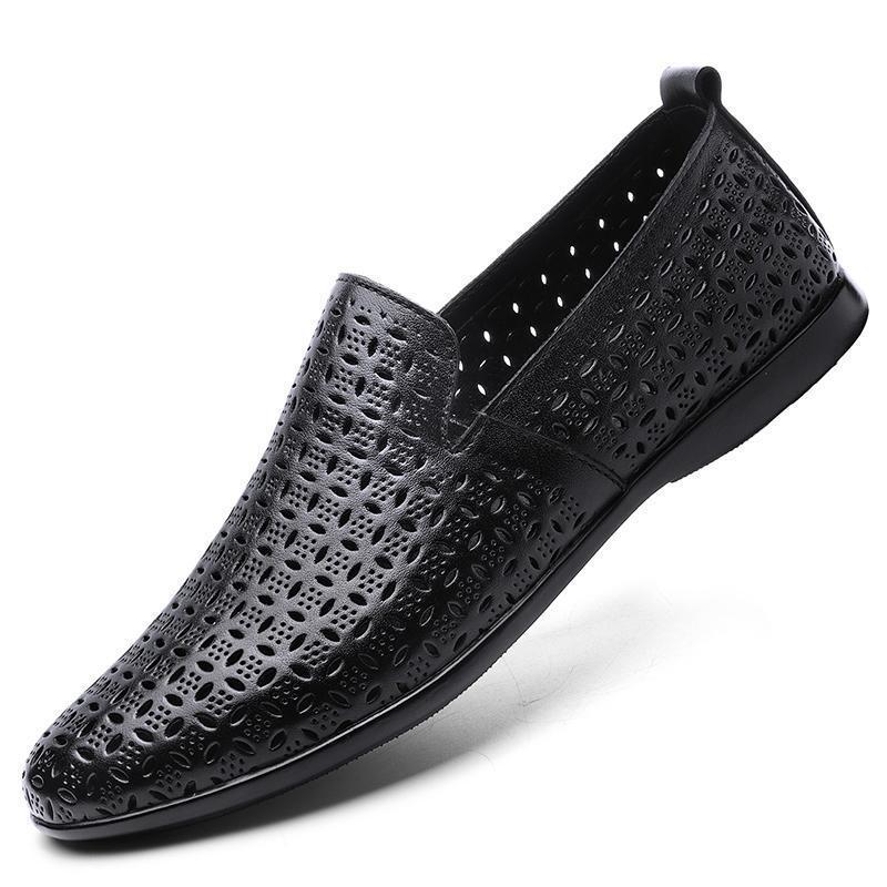 Men's Leather Shoes 2025 New Breathable Casual Doudou Shoes One-pedal Leather Shoes Men's Soft-soled Driving Loafers