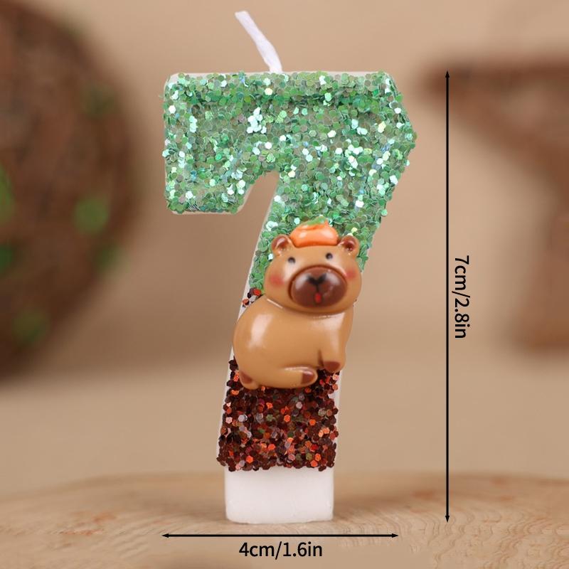 Kawaii Digital Candle Capybara Candle 0-9 Number Birthday Cake Topper Decoration Kapibala Cake Insert for Birthday Baby Shower
