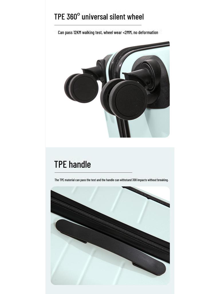 Yongsheng 20'' Front-Opening Suitcase with Universal Wheels, Password Lock & Large Capacity 24'' Zipper