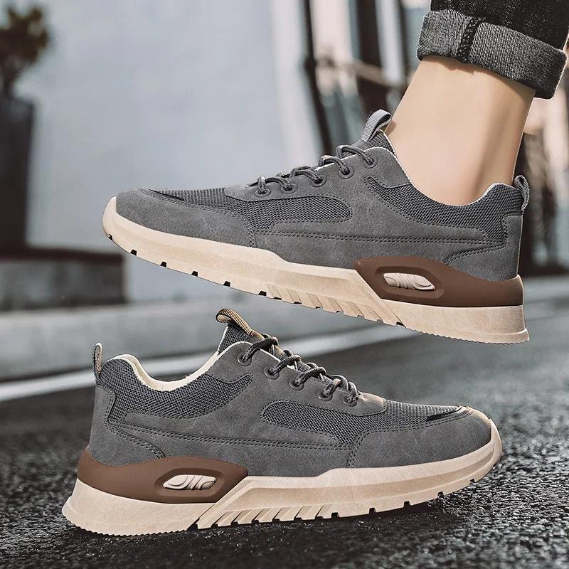 New Men's Sneakers Mesh Breathable Running Shoes Male Outdoor Casual Sports Shoes Fashion Suede Platform Men Shoes tenis hombres