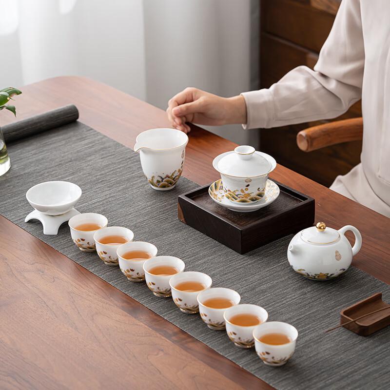 SUSHI CERAMICS Chinese Style Sea Wave Gongfu Tea Set (Xishi Teapot & Gaiwan)