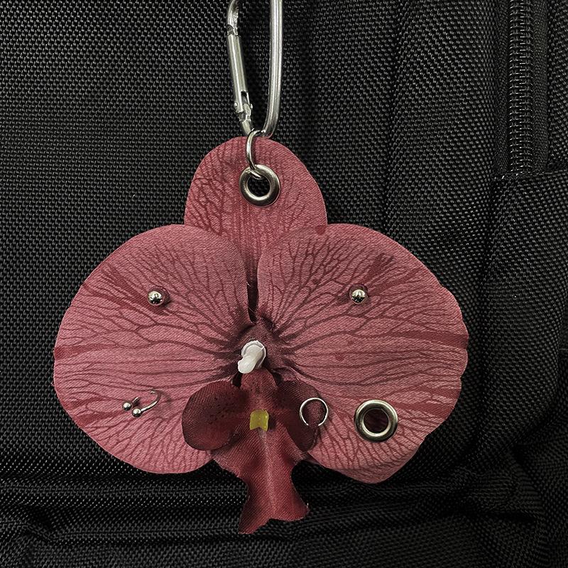 Sweet Exquisite Phalaenopsis Orchid Keychain Creative Simulation Flower Pendant Fashion Backpack Hangings Decor Accessories Gift
