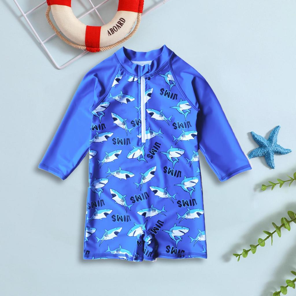 Children's Quick-Dry One-Piece Swimsuit - Toddler Long Sleeve Sun Protection with Cute Print