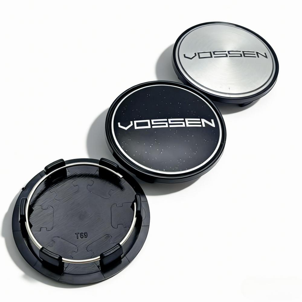 4 Stück Vossen Logo Emblem Auto Radnabendeckel 69MM 56MM Räder Nabenkappe Felgenkappen Staubschutz Abdeckung Ersatz Auto Zubehör